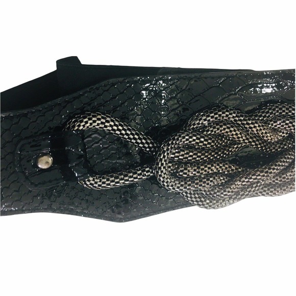 VINTAGE LEATHER BELT BLACK S/M - Picture 2 of 5